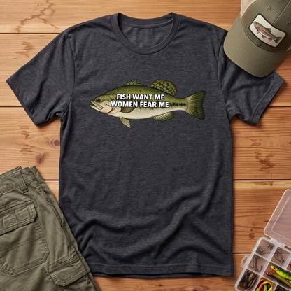 Fish Want Me Women Fear Me T-Shirt in Dark Heather