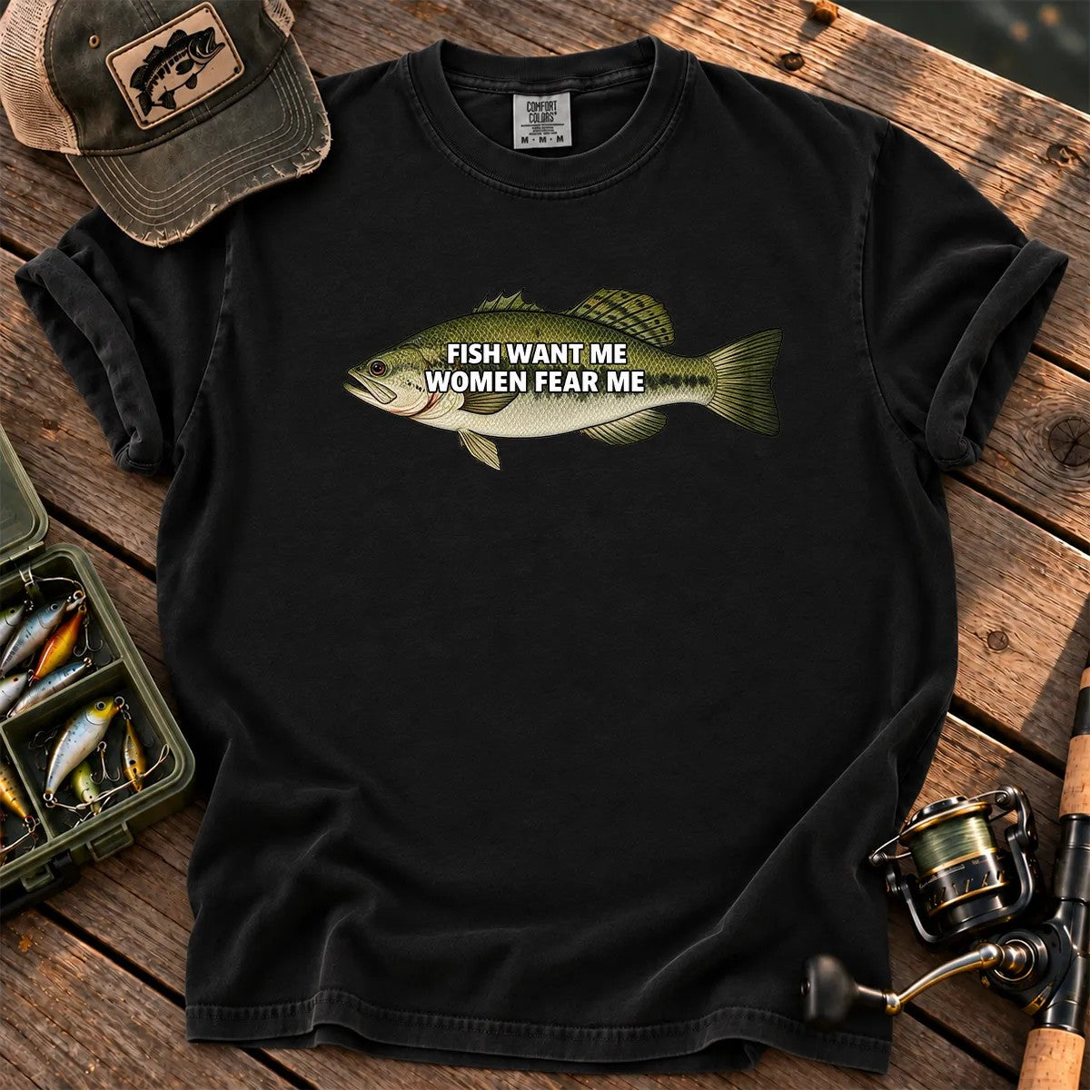Fish Want Me Women Fear Me T-Shirt in Black