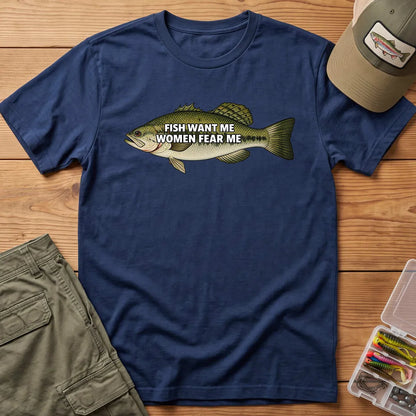 Fish Want Me Women Fear Me T-Shirt in Navy