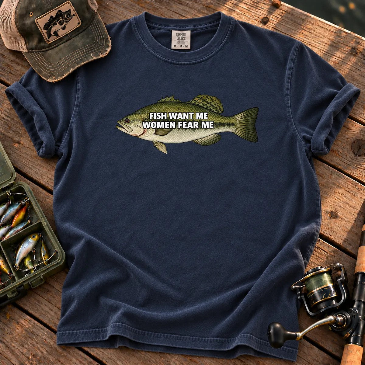 Fish Want Me Women Fear Me T-Shirt in True Navy