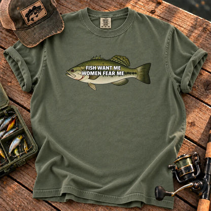 Fish Want Me Women Fear Me T-Shirt in Moss