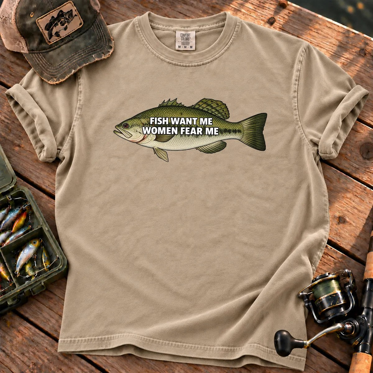 Fish Want Me Women Fear Me T-Shirt in Sandstone