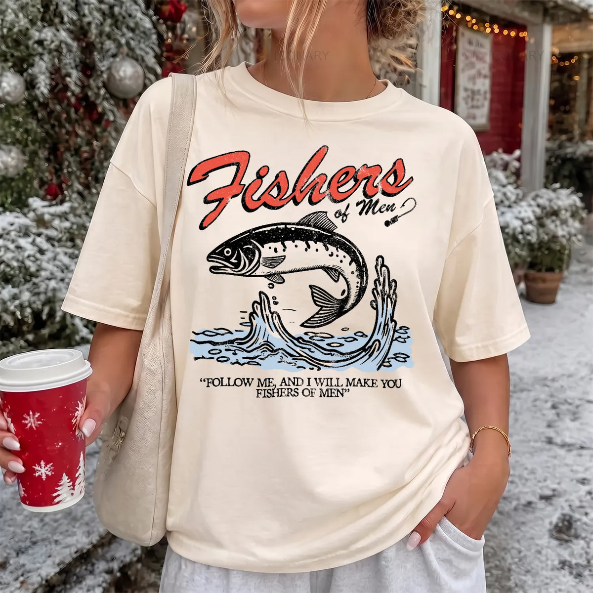 Fishers of Men T-Shirt Women model in Ivory