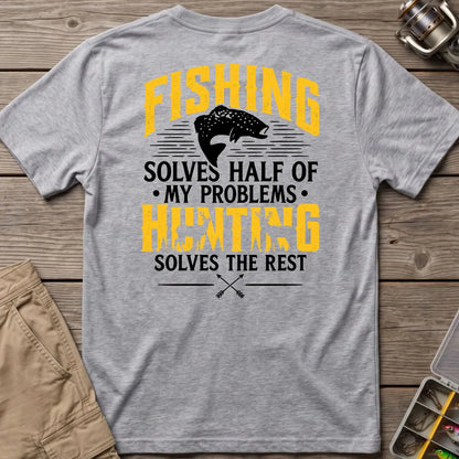 Fishing and Hunting Solve My Problems T-Shirt in Sport Grey