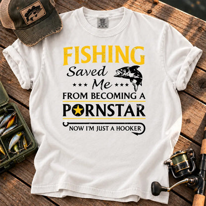 Fishing Hooker Joke T-Shirt in White