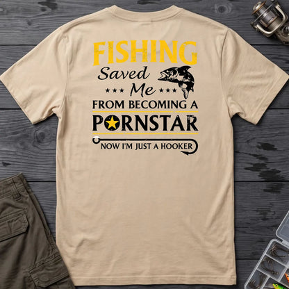 Fishing Hooker Joke T-Shirt in Sand