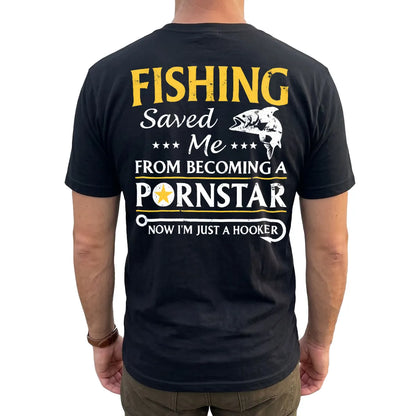 Fishing Hooker Joke T-Shirt lifestyle mockup
