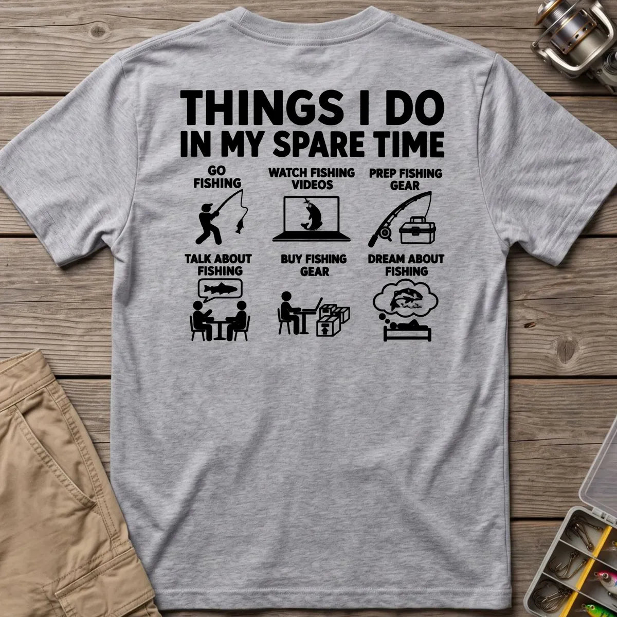 Fishing in My Spare Time T-Shirt in Sport Grey