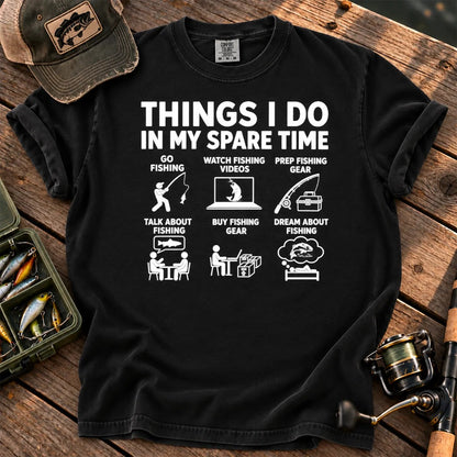 Fishing in My Spare Time T-Shirt in Black