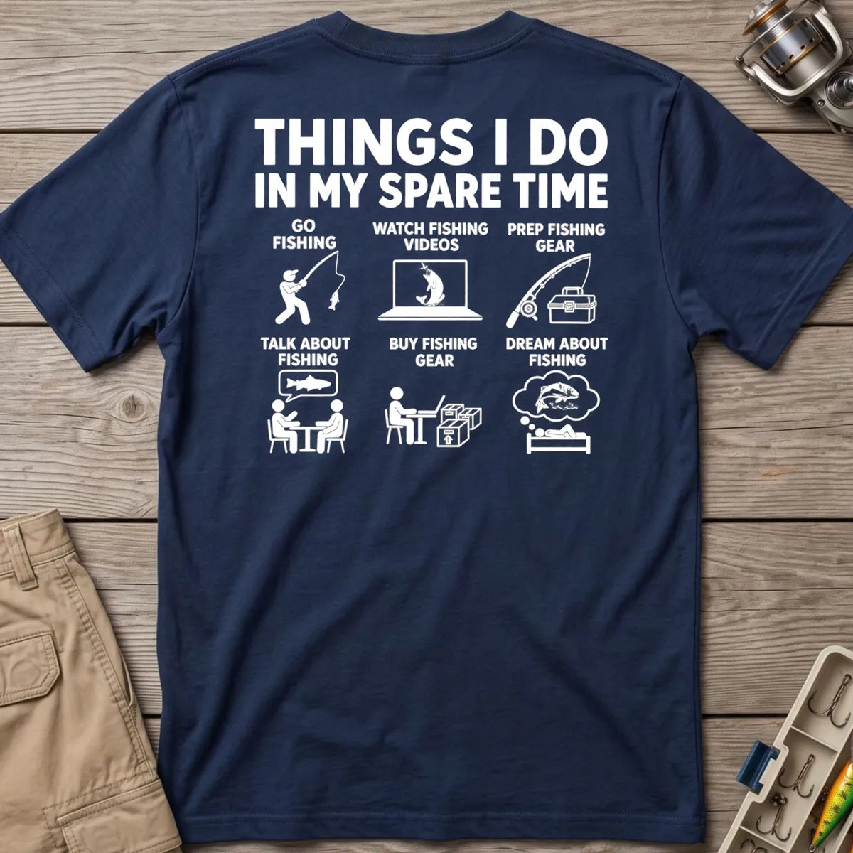 Fishing in My Spare Time T-Shirt in Navy
