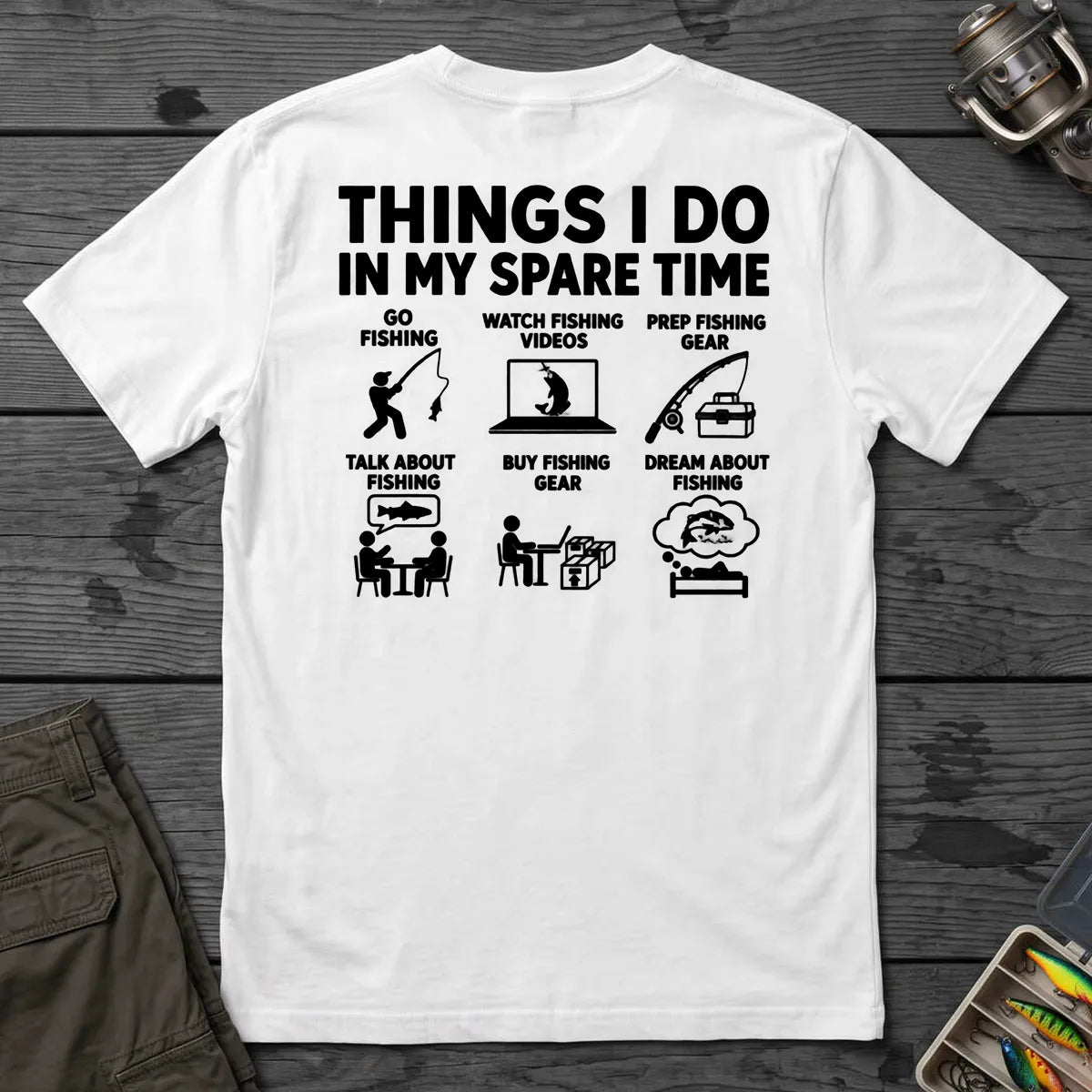 Fishing in My Spare Time T-Shirt in White