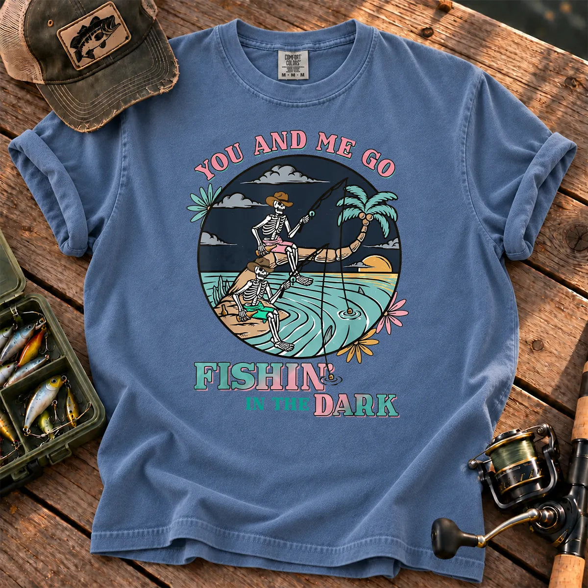 Fishing in the Dark Cowboy T-Shirt in Blue Jean