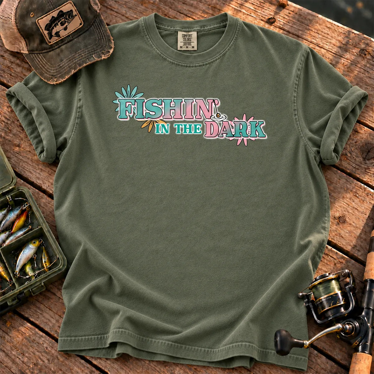 Fishing in the Dark T-Shirt in Moss