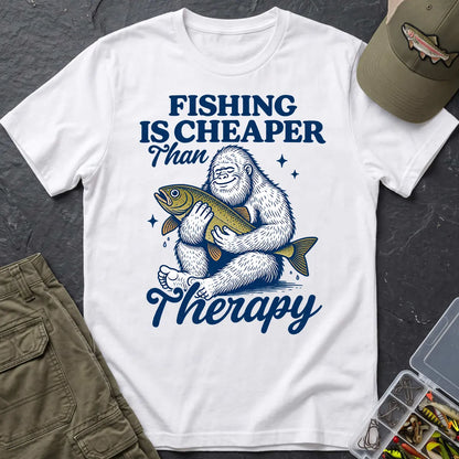 Fishing Is Cheaper Than Therapy T-Shirt in White