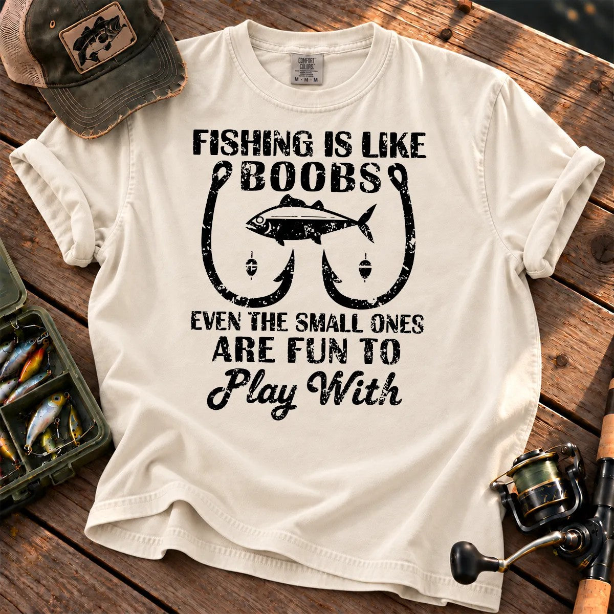 Fishing Is Fun at Every Size T-Shirt in Ivory