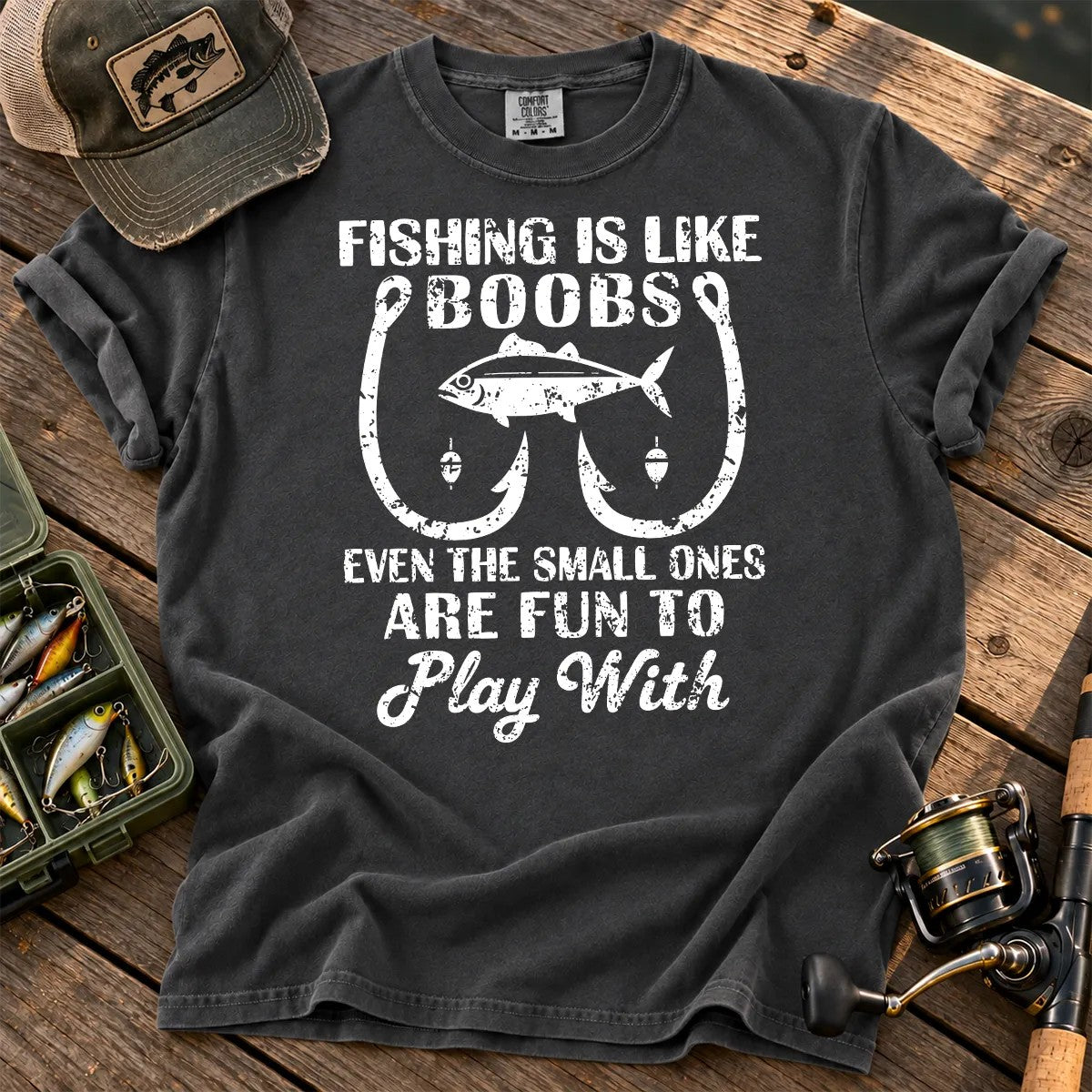 Fishing Is Fun at Every Size T-Shirt in Pepper
