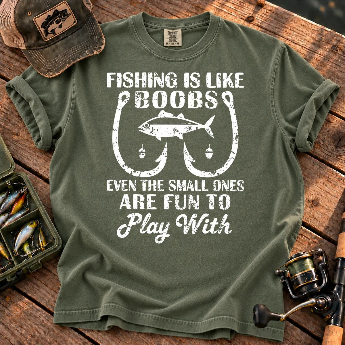 Fishing Is Fun at Every Size T-Shirt in Moss