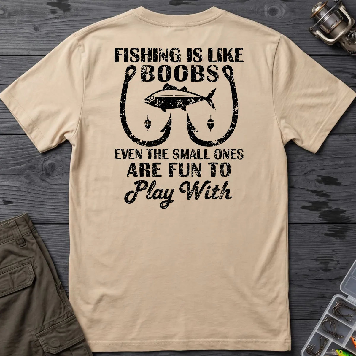 Fishing Is Fun at Every Size T-Shirt in Sand