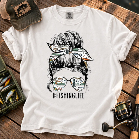 Fishing Life Mom T-Shirt in White