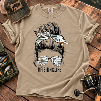 Fishing Life Mom T-Shirt in Sandstone