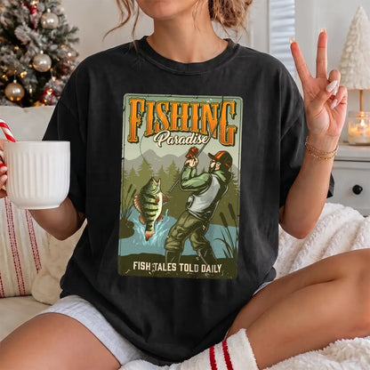 Fishing Paradise T-Shirt Women model in Black