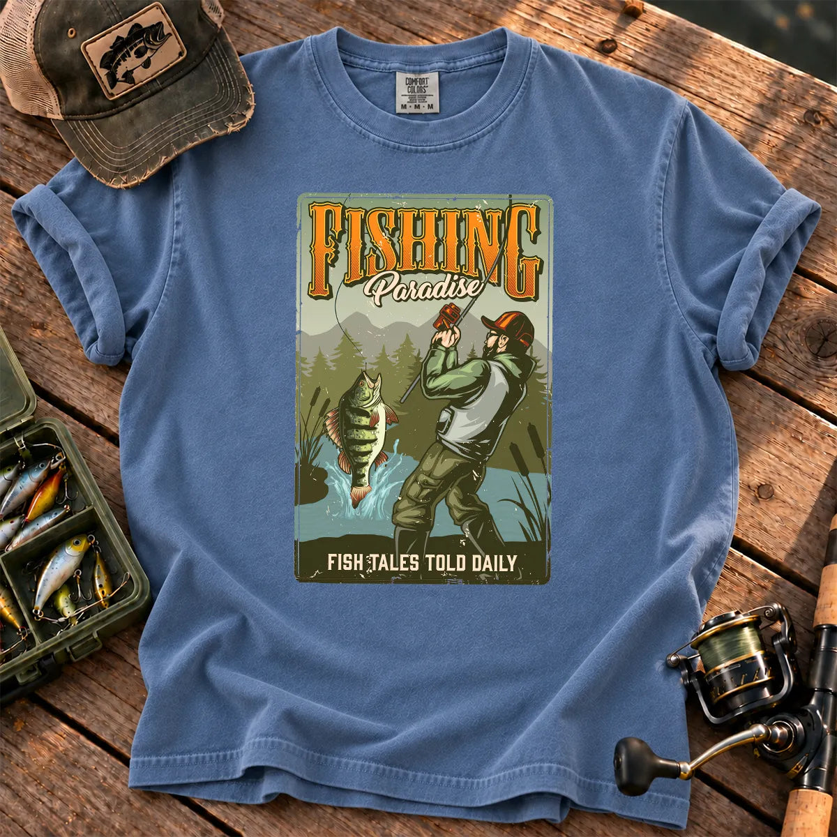 Fishing Paradise T-Shirt in Blue Jean