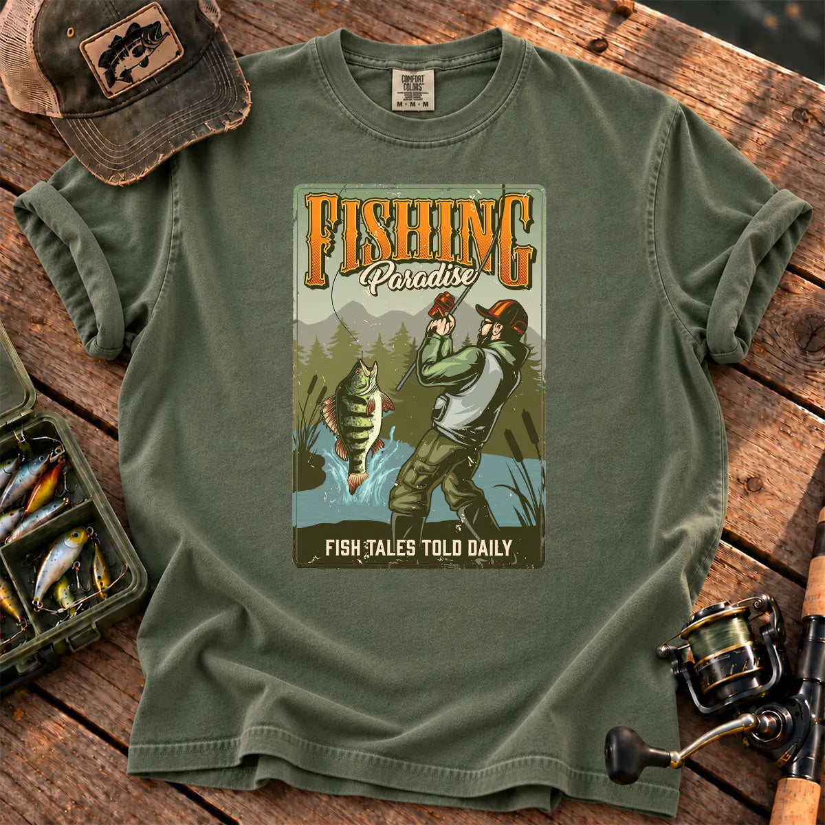 Fishing Paradise T-Shirt in Moss