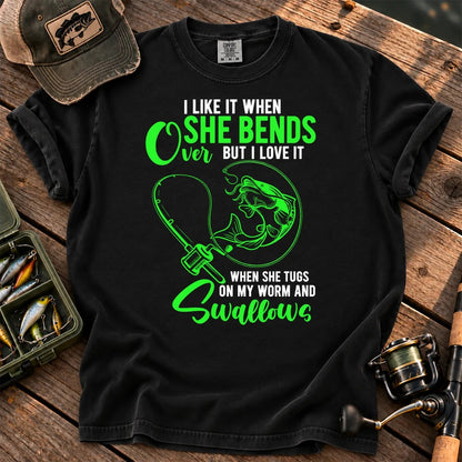 Fishing Rod Bend Joke T-Shirt in Black