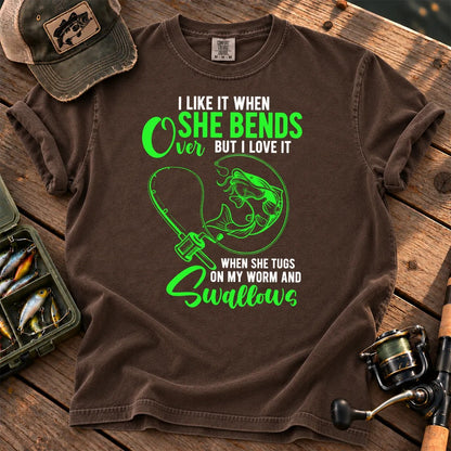 Fishing Rod Bend Joke T-Shirt in Espresso