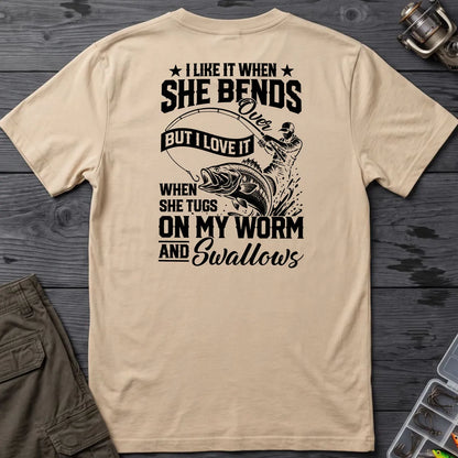 Fishing Rod Bend Joke Vintage T-Shirt in Sand