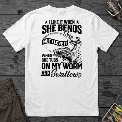 Fishing Rod Bend Joke Vintage T-Shirt in White