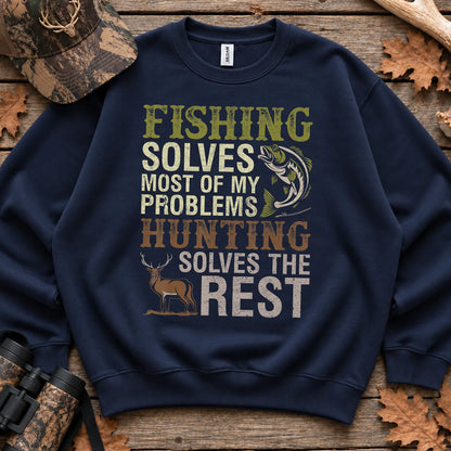 Fishing Solves Problems Hunting the Rest Sweatshirt in Navy