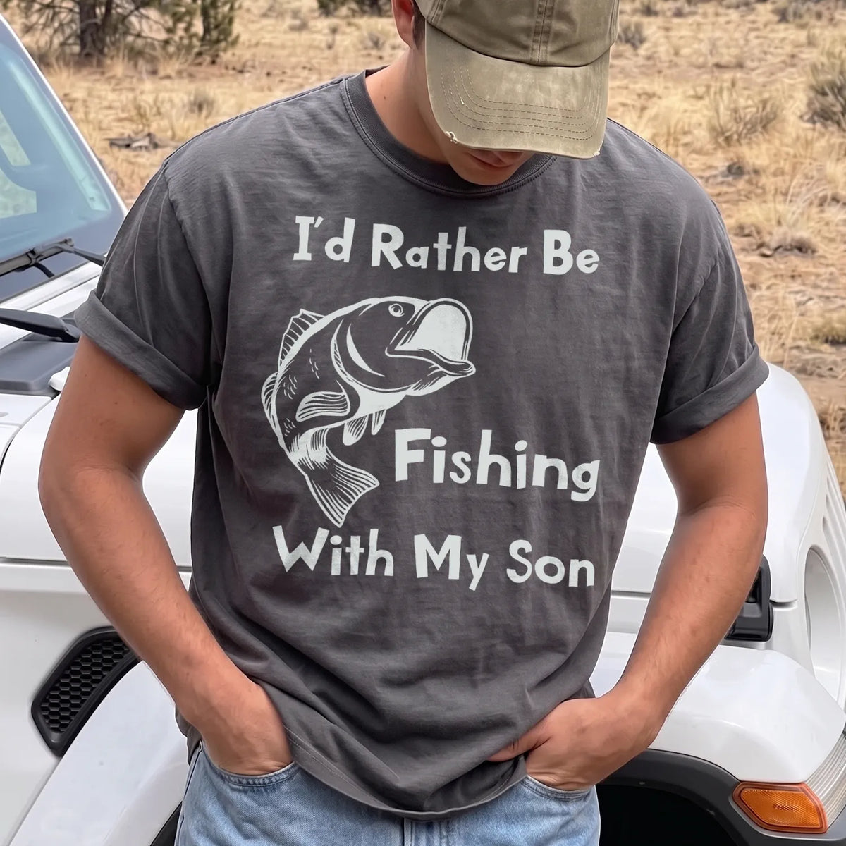 Fishing With My Son T-Shirt Men model in Pepper