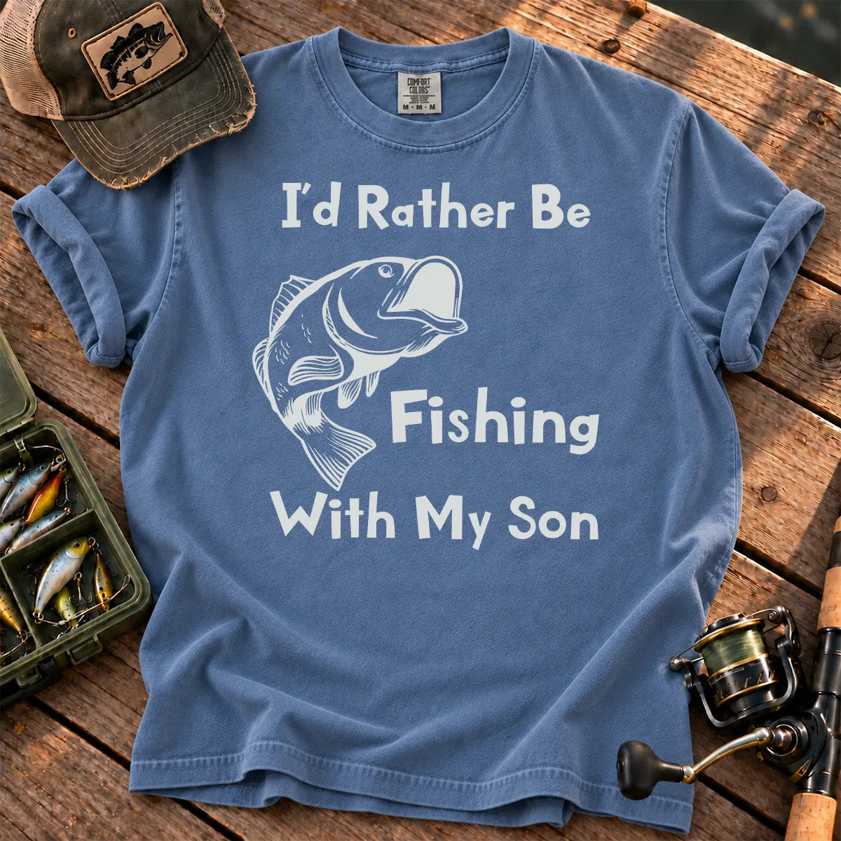 Fishing With My Son T-Shirt in Blue Jean