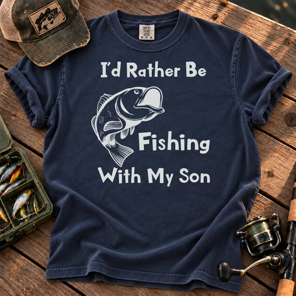 Fishing With My Son T-Shirt in True Navy