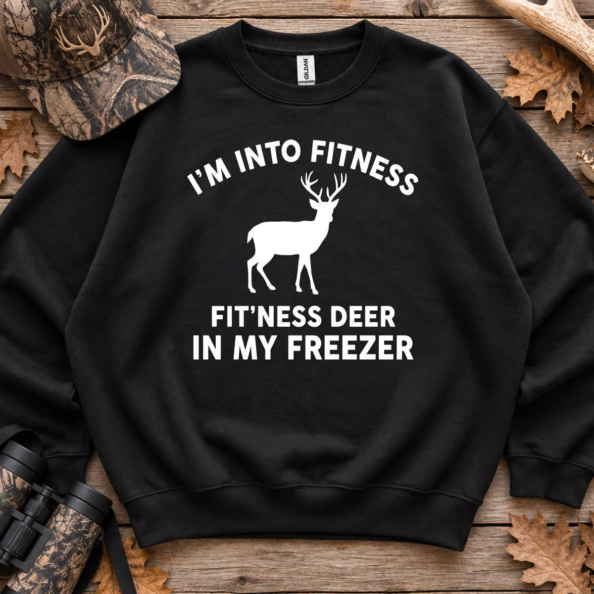 Fitness Deer in My Freezer Sweatshirt in Black