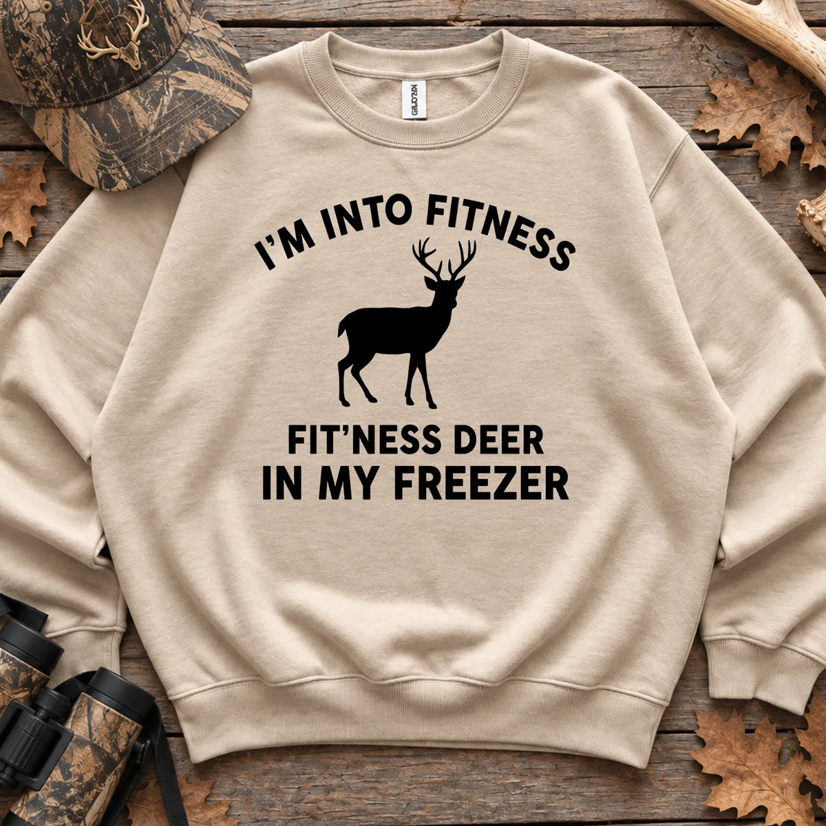 Fitness Deer in My Freezer Sweatshirt in Sand