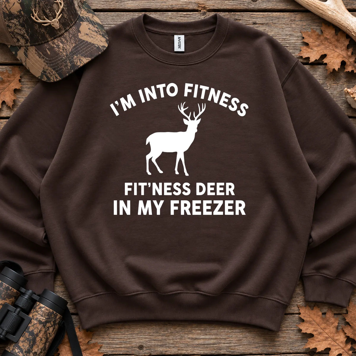 Fitness Deer in My Freezer Sweatshirt in Dark Chocolate