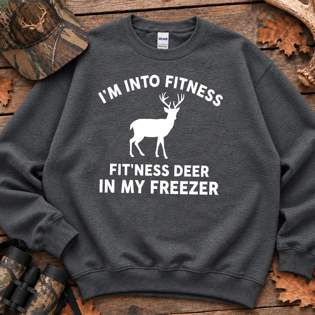 Fitness Deer in My Freezer Sweatshirt in Dark Heather