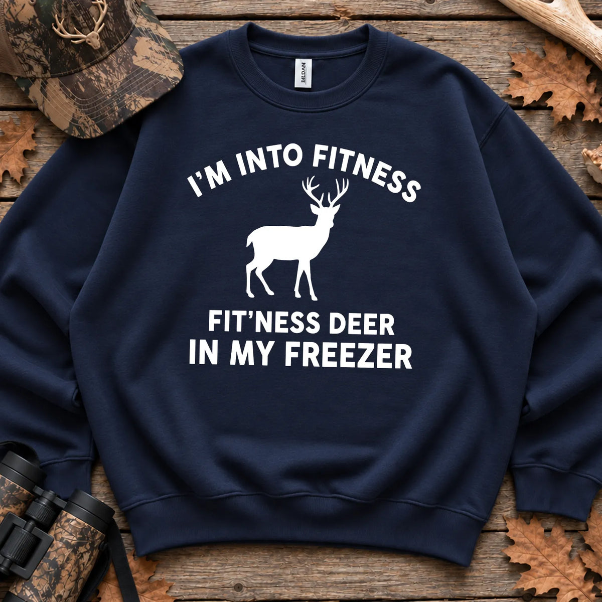 Fitness Deer in My Freezer Sweatshirt in Navy