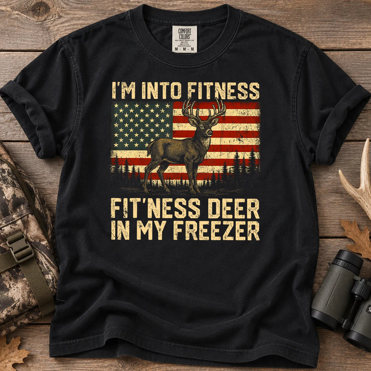 Fitness Deer in My Freezer T-Shirt in Black