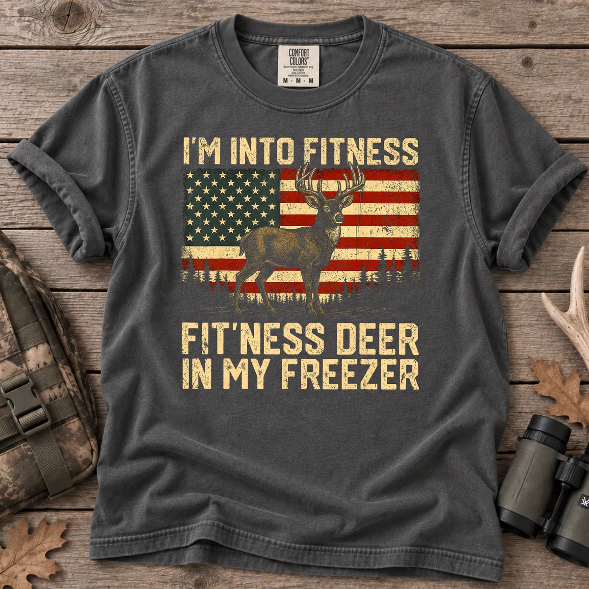 Fitness Deer in My Freezer T-Shirt in Pepper