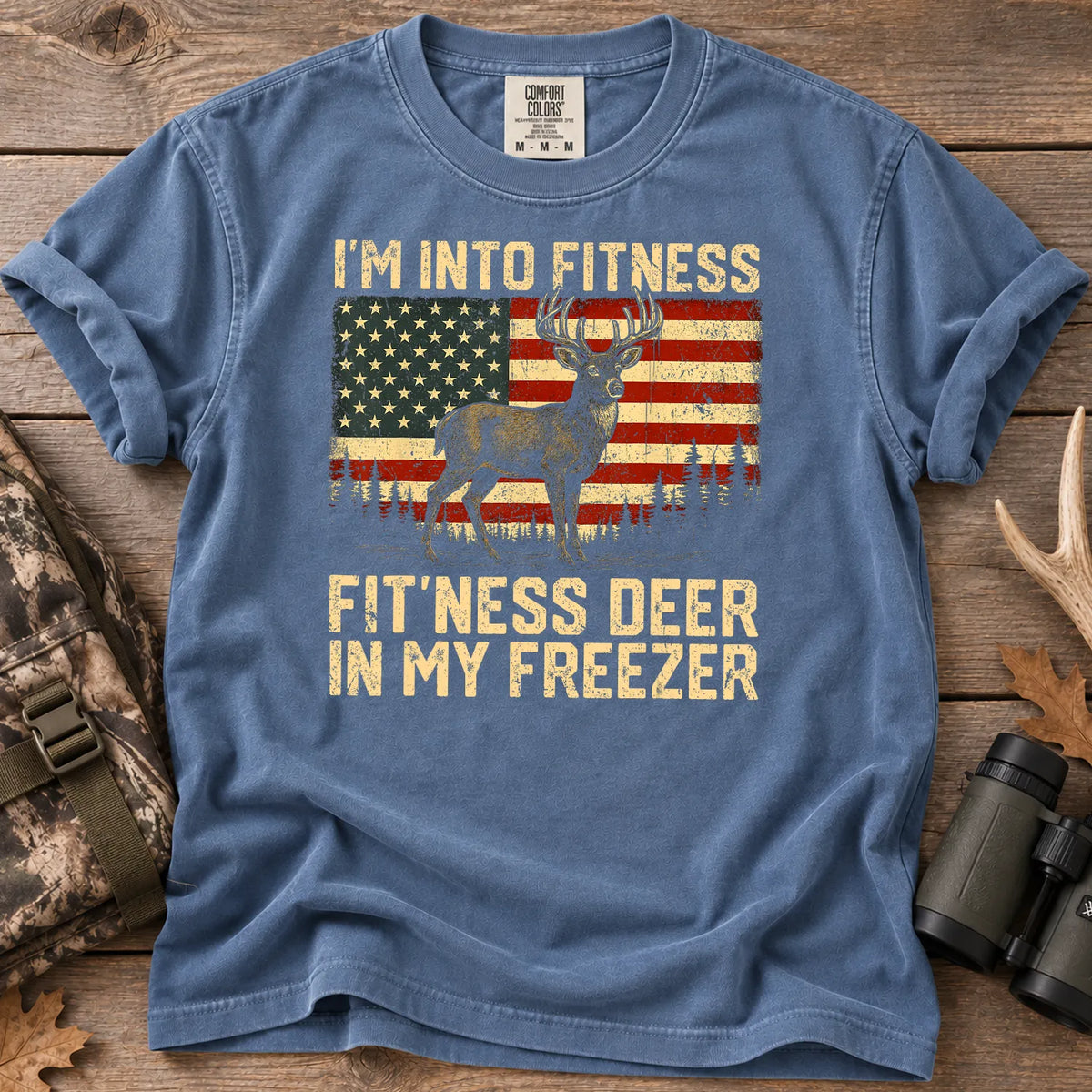 Fitness Deer in My Freezer T-Shirt in Blue Jean