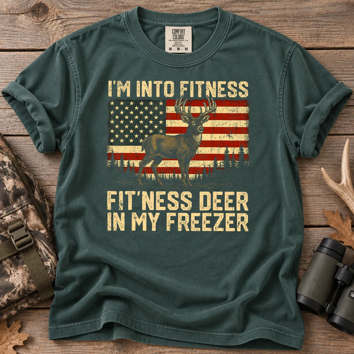 Fitness Deer in My Freezer T-Shirt Blue Spruce - Front