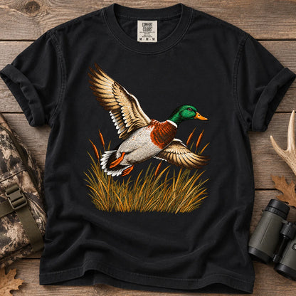 Flying Mallard Duck T-Shirt in Black