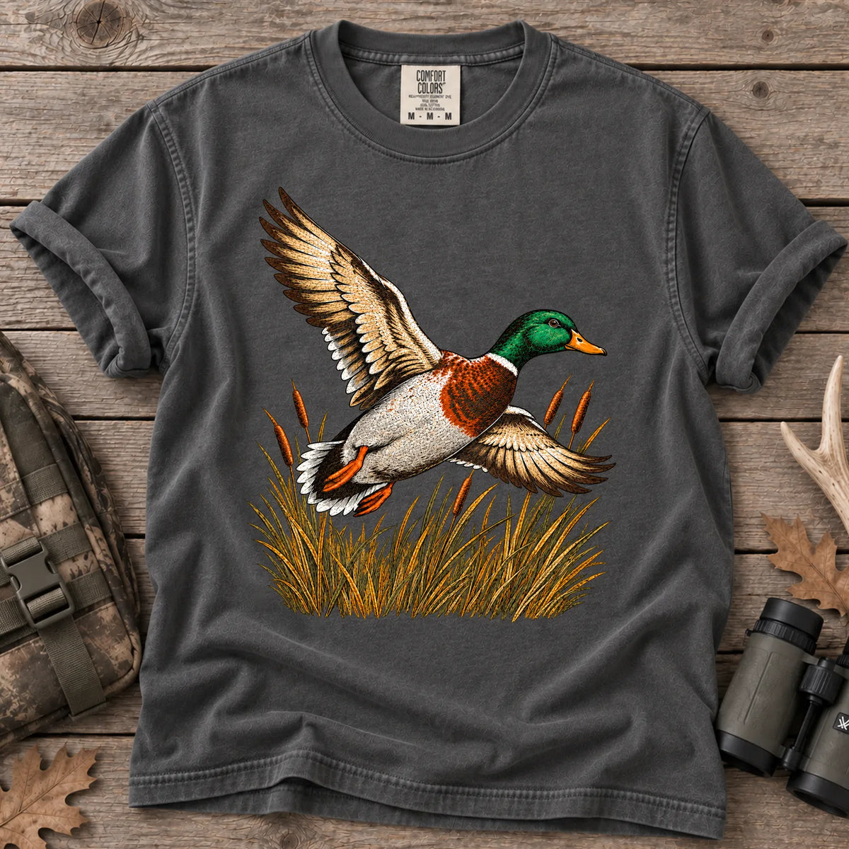Flying Mallard Duck T-Shirt in Pepper