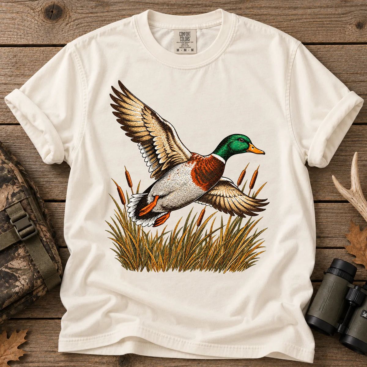 Flying Mallard Duck T-Shirt in Ivory