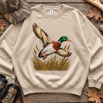 Flying Mallard Embroidery Style Sweatshirt in Sand