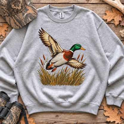 Flying Mallard Embroidery Style Sweatshirt in Sport Grey