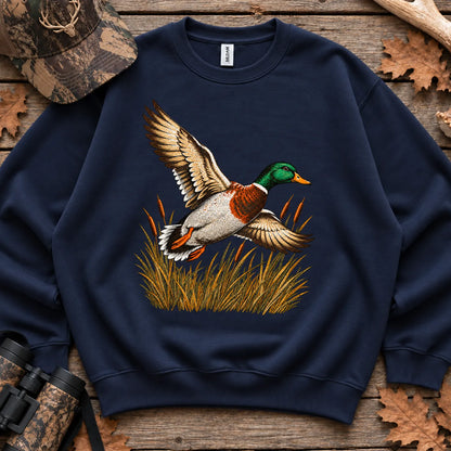 Flying Mallard Embroidery Style Sweatshirt in Navy